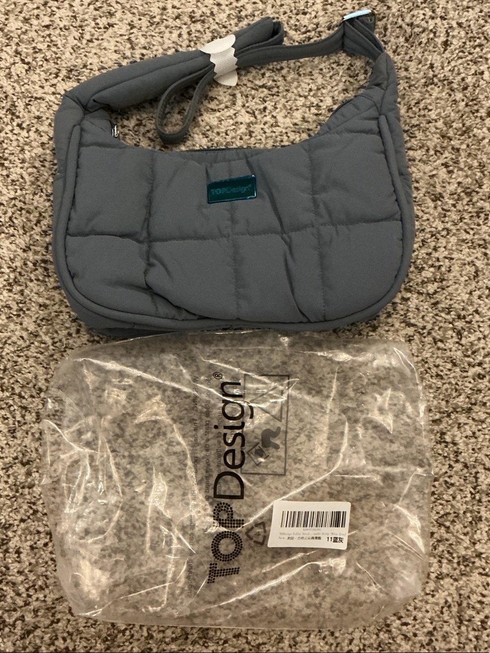 Top Designs Quilted Shoulder Bag in Slate Blue